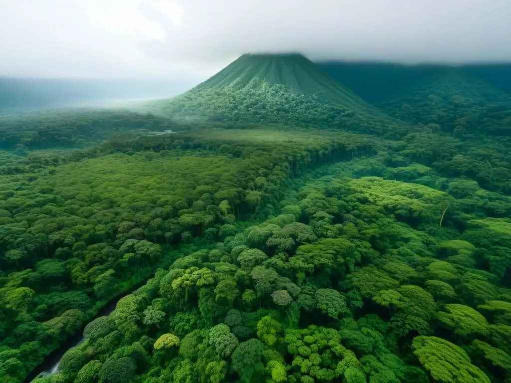 Selva exuberante de Costa Rica: belleza natural para invertir Un paraíso ecológico internacional: vista aérea de la exuberante selva de Costa Rica con un río serpenteante