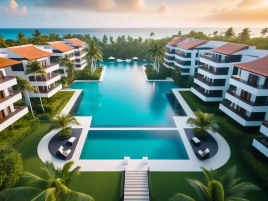 Paraíso tropical: resort de lujo con infinity pools y playa cristalina Un paraíso emergente: resort de lujo en destino exótico con infinity pools, villas privadas y playa de aguas turquesa