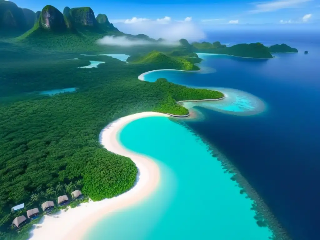 Paraíso privado: isla exclusiva con villas de lujo y aguas turquesas El paraíso exclusivo: isla privada rodeada de aguas turquesas, villas de lujo y exuberante vegetación tropical