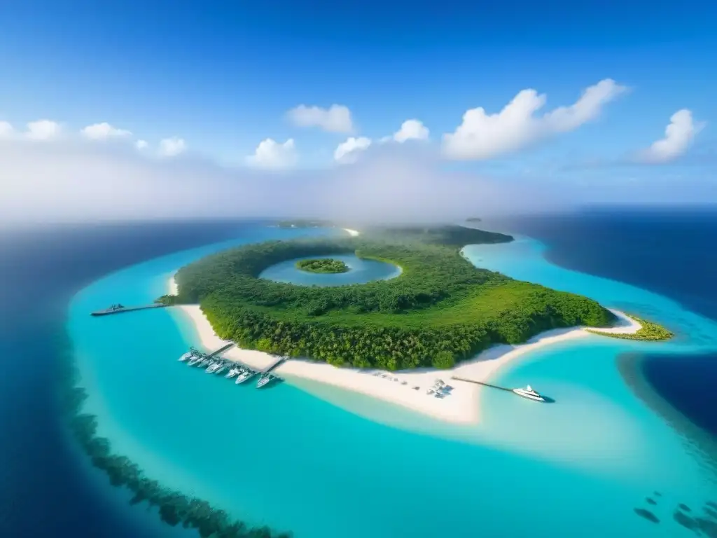 Paraíso exclusivo: isla privada de lujo y elegancia Paraíso de inversiones inmobiliarias en islas privadas: isla privada de lujo con aguas turquesas, villas modernas y marina con yates