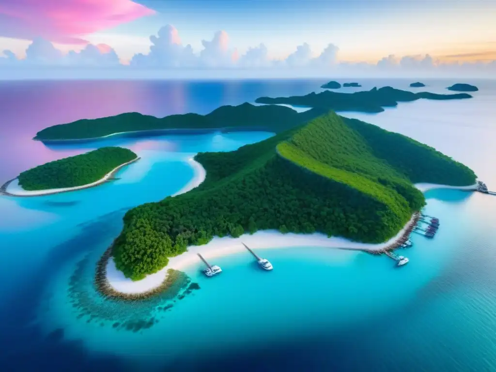 Exclusivo paraísos privados: lujo y belleza en isla única Un paraíso de isla privada con villas lujosas, playas paradisíacas y naturaleza exuberante alrededor