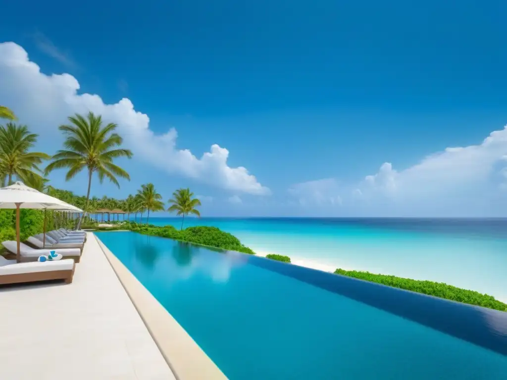 Paraíso de lujo en la playa: timeshare exclusivo Un paraíso de lujo en la playa, con aguas turquesas, palmeras y villas modernas