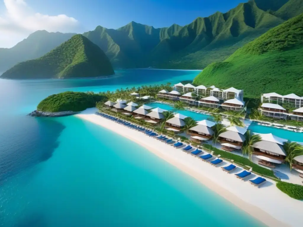 Resort de lujo en paraíso tropical: aguas turquesa y montañas verdes Un paraíso de lujo en un resort tiempo compartido entre montañas verdes y aguas turquesas