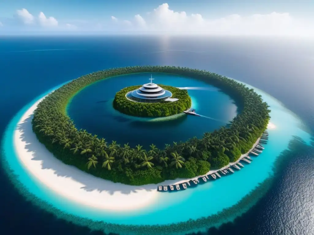 Paraíso ecológico: isla privada de lujo y diseño sostenible Un paraíso privado de lujo con arquitectura moderna y diseño sostenible
