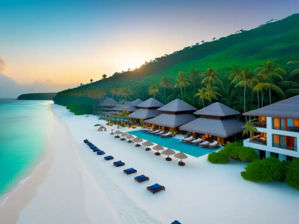Paraíso tropical: lujo en timeshare frente al mar Un paraíso de propiedades de tiempo compartido internacionales en una playa tropical de aguas turquesa cristalinas y exuberante vegetación