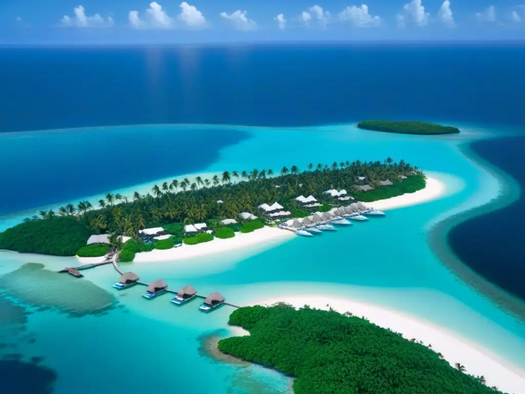 Paraíso exclusivo: Resort de lujo en isla privada Un paraíso de resorts de lujo en islas con aguas turquesas, playas de arena blanca y bungalows sobre el agua
