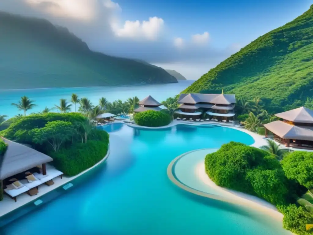 Resort de lujo con vistas aéreas: para vacaciones en familia Un paraíso de Resorts de tiempo compartido de lujo en un entorno natural espectacular