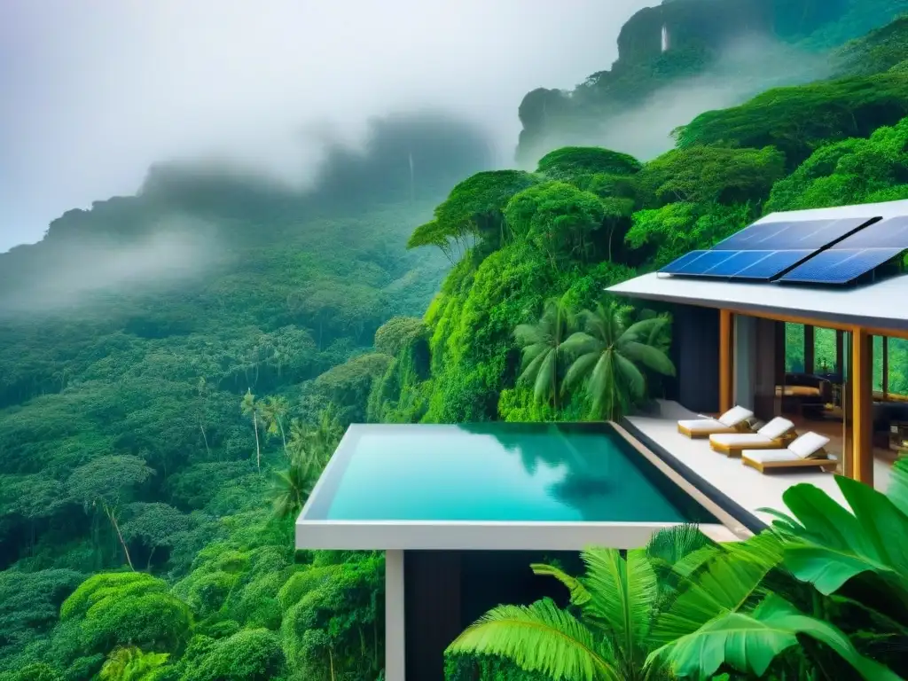 Ecoresort sostenible en selva tropical: lujo eco-friendly Un paraíso sostenible en la selva: complejo turístico ecológico