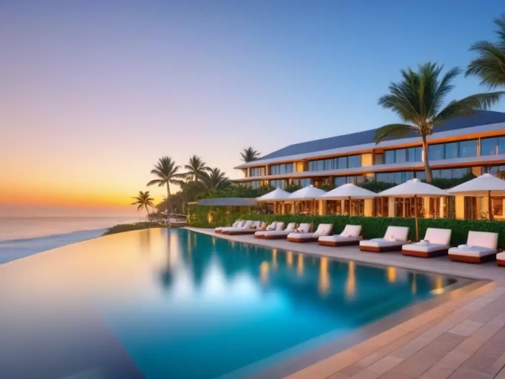 Propiedad vacacional de lujo en la playa: arquitectura moderna, vistas al mar y piscina infinita Un paraíso de tiempo compartido frente al mar con arquitectura moderna, piscina infinita y jardines exuberantes