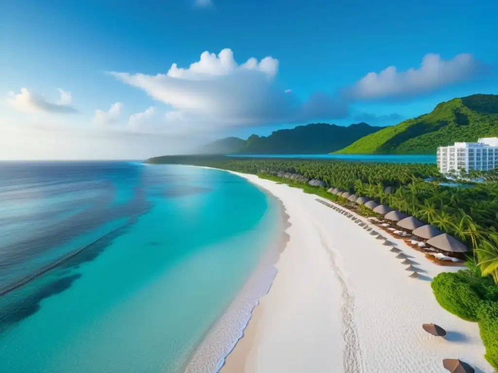 Paraíso tropical: Resort de lujo junto a la costa Un paraíso tropical con complejo de lujo en la costa, reflejando el valor mercado tiempo compartido internacional
