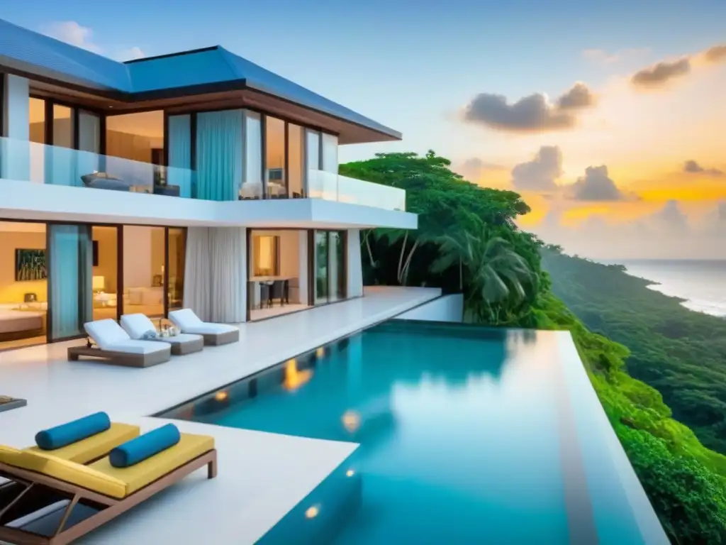 Villa de lujo frente al mar: atardecer espectacular y diseño contemporáneo Un paraíso vacacional de lujo con atardecer sobre el mar, ideal para inversiones propiedades vacacionales postCOVID
