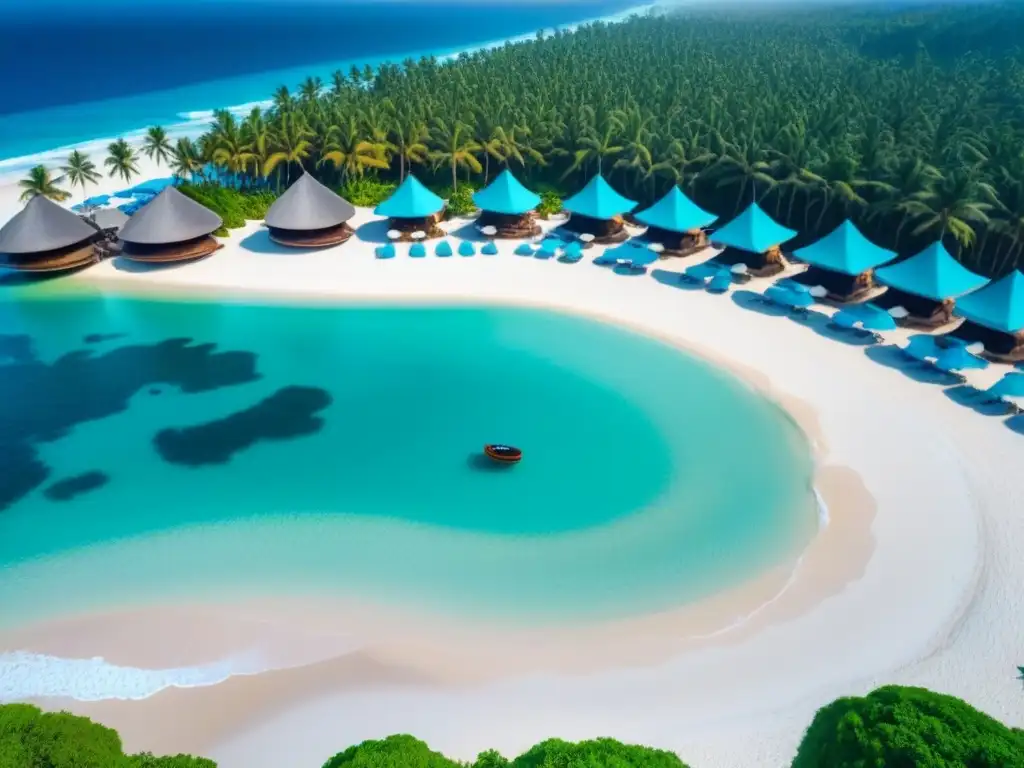 Paraíso de lujo en la playa: aguas turquesa y villas elegantes Paraísos exclusivos: resort de lujo en playa con aguas turquesa, arena blanca y palmeras