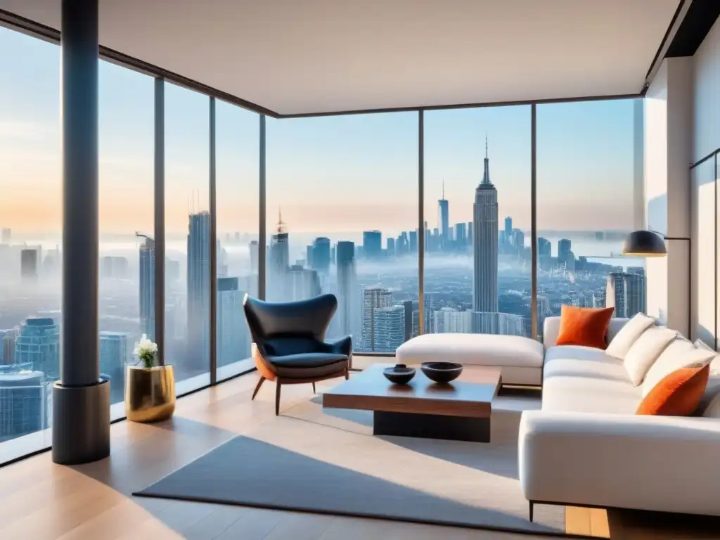 Penthouse de lujo con vistas panorámicas a la ciudad Un penthouse de lujo con vista a la ciudad, diseñado con elegancia y modernidad, ideal para influencers en decisiones de compra