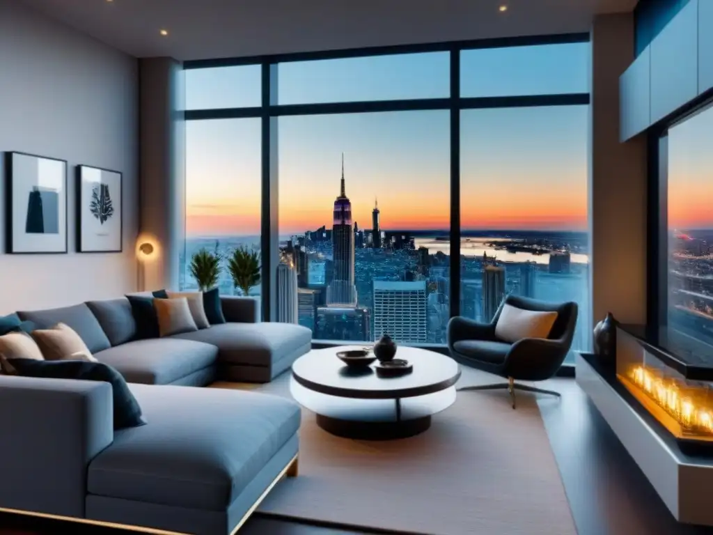 Penthouse de lujo con vista panorámica a la ciudad Un penthouse de lujo con vista a la ciudad para el marketing de influencers en bienes raíces