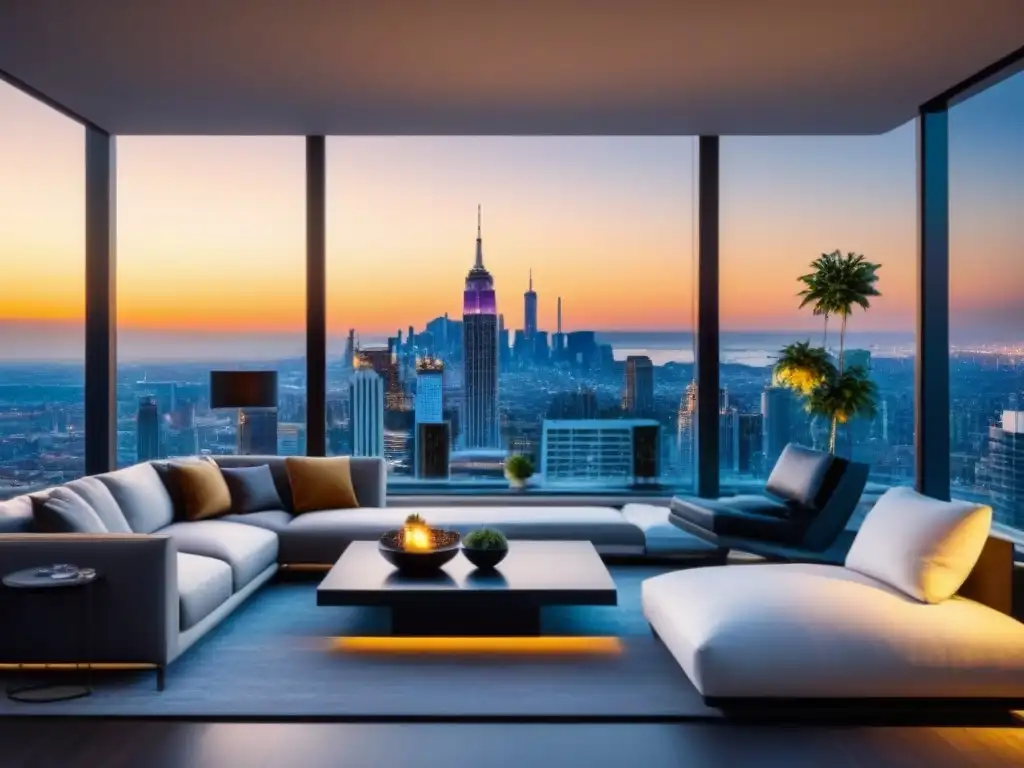 Penthouse de lujo con vista panorámica en ciudad vibrante Un penthouse de lujo con vistas panorámicas a la ciudad