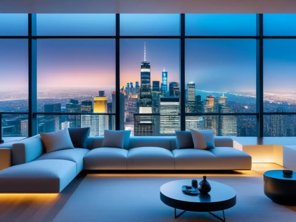 Penthouse de lujo con vista panorámica de la ciudad y tecnología de vanguardia Un penthouse moderno de lujo con impacto criptomonedas mercado inmobiliario