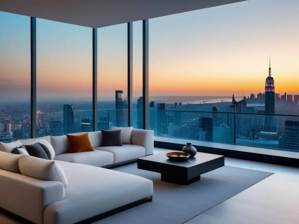 Penthouse de lujo con vistas panorámicas a la ciudad Penthouse moderno de lujo con vista a la ciudad, diseño elegante y terraza panorámica