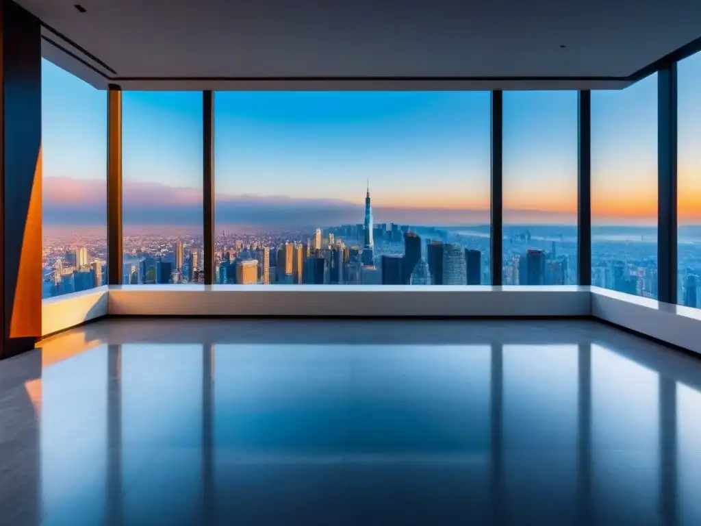 Penthouse de lujo con vistas panorámicas en Asia Un penthouse moderno de lujo con vistas panorámicas a una bulliciosa ciudad asiática