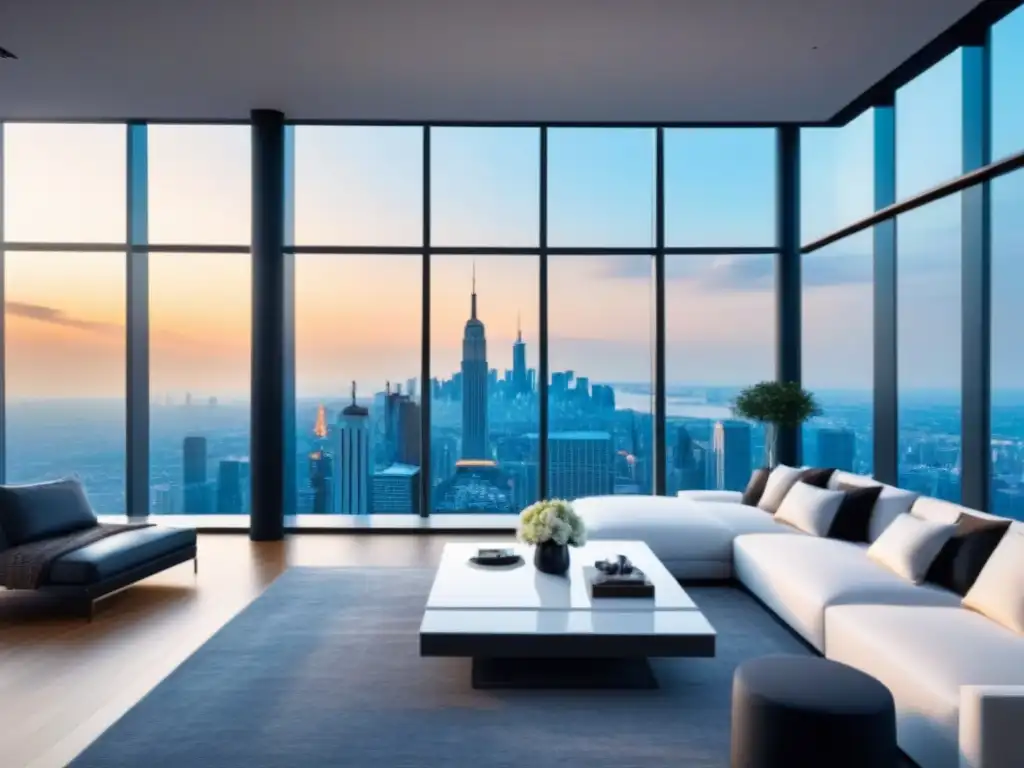 Penthouse de lujo con diseño moderno y tecnología avanzada en la ciudad Penthouse moderno de lujo con vistas a la ciudad, diseño contemporáneo y tecnología de vanguardia