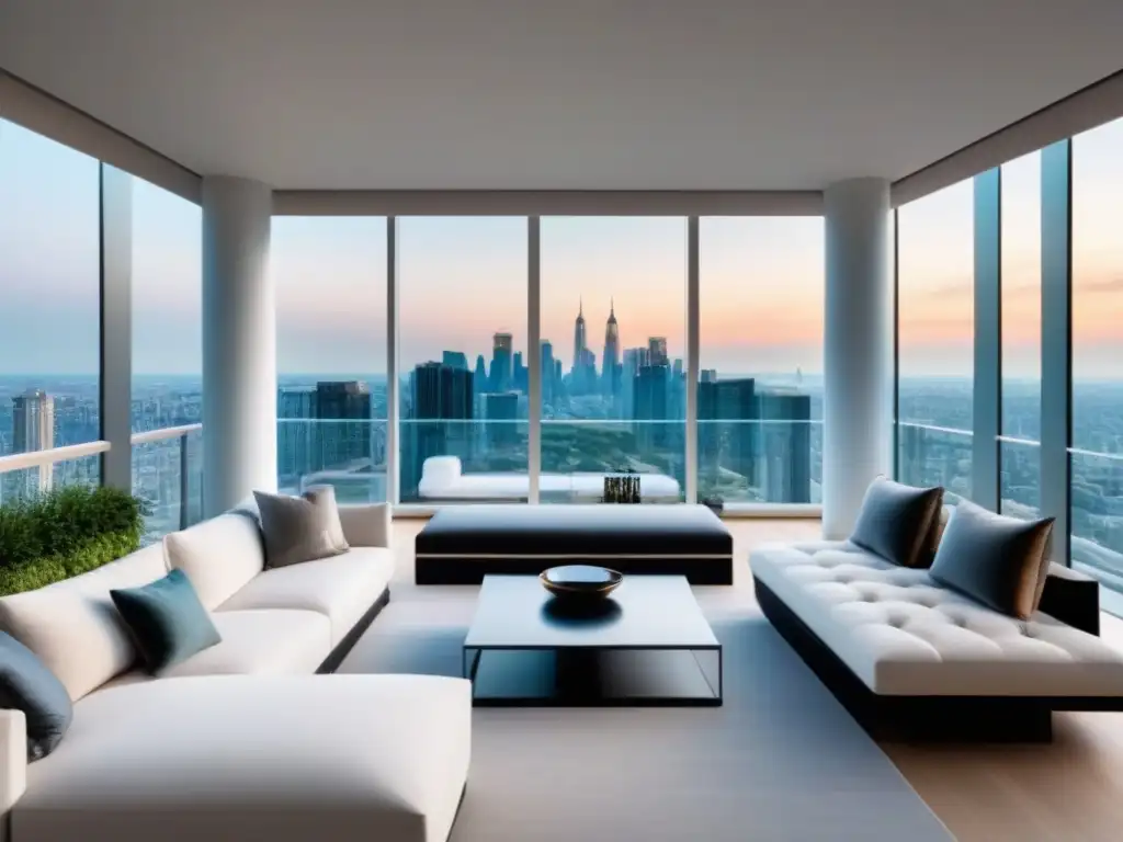 Penthouse de lujo con vistas a la ciudad: diseño sofisticado y exclusivo Un penthouse moderno y lujoso con vista a la ciudad y estrategias colaboración influencers inmobiliarios