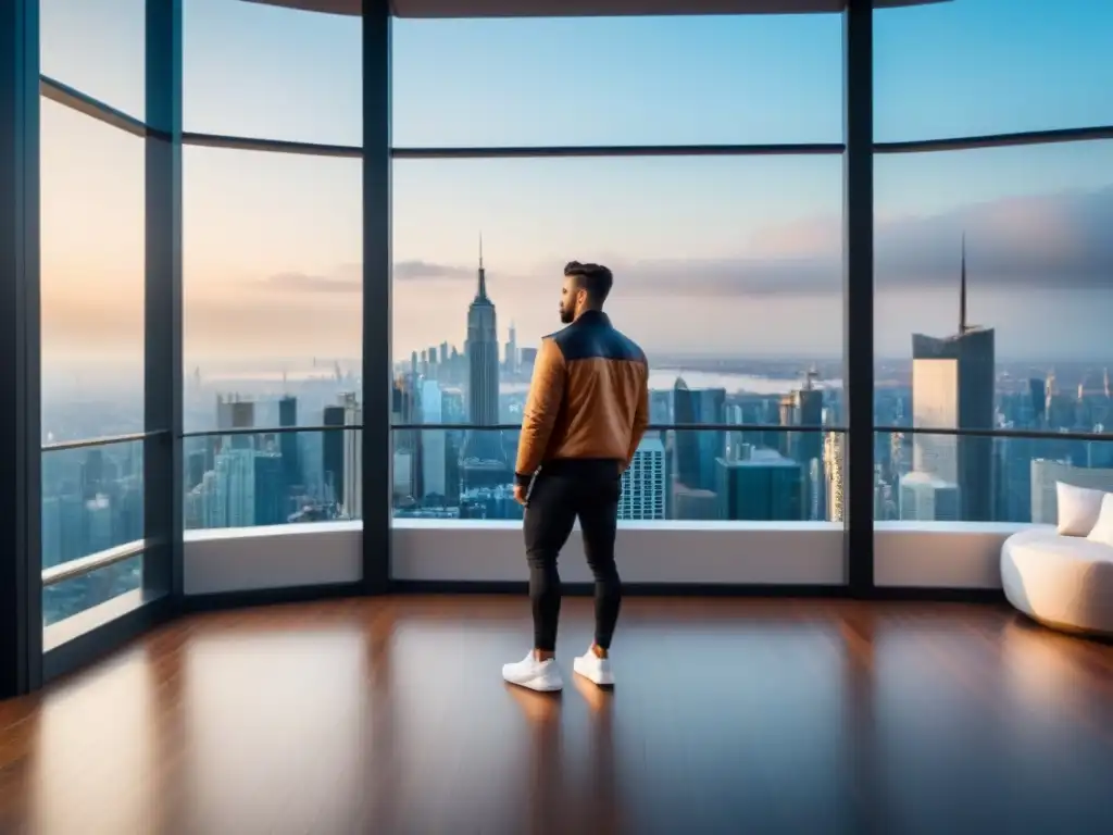 Penthouse de lujo con vistas panorámicas y diseño contemporáneo Un penthouse moderno y lujoso con vista a la ciudad
