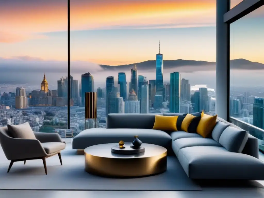 Penthouse de lujo con vistas panorámicas a la ciudad y montañas Un penthouse moderno y lujoso con vista panorámica a la ciudad internacional