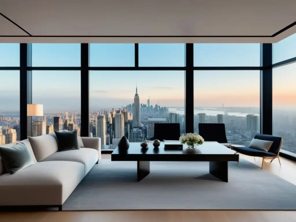 Penthouse de lujo con vistas panorámicas en la ciudad Un penthouse moderno y lujoso con vistas panorámicas de la ciudad