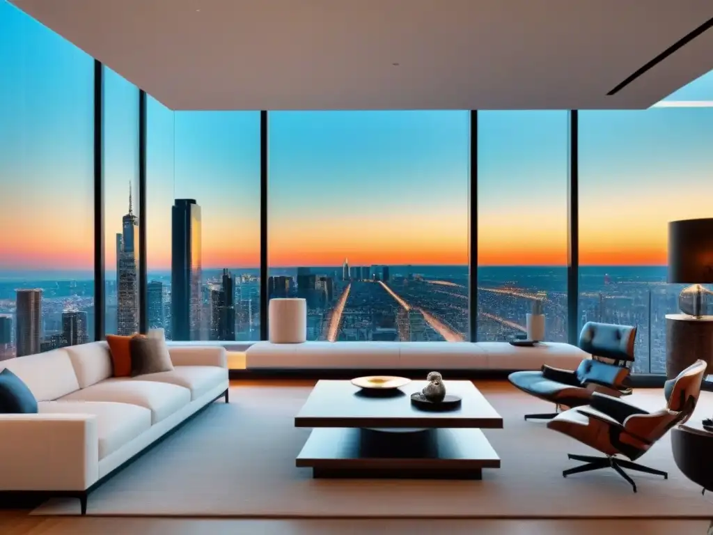 Penthouse de lujo con realidad virtual y diseño vanguardista Un penthouse moderno con Realidad Virtual en Inversiones Inmobiliarias, muebles elegantes y vistas impresionantes de la ciudad