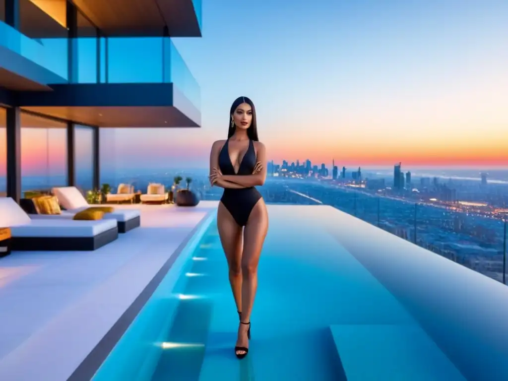 Penthouse de lujo con vistas a la ciudad: diseño elegante y exclusivo Penthouse moderno con vista a la ciudad y piscina infinita en la azotea