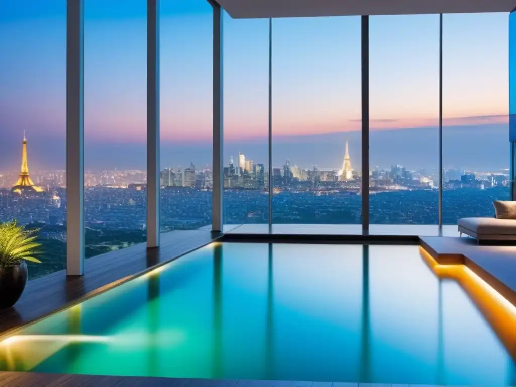 Penthouse de lujo con piscina infinita en la azotea Penthouse moderno con vista a la ciudad y piscina infinita, lujo y exclusividad para inversiones inmobiliarias internacionales exclusivas