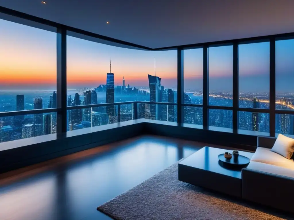 Penthouse de lujo con vista panorámica en ciudad vibrante Un penthouse moderno con vista panorámica de la ciudad, elegante y sofisticado para inversiones inteligentes mercado inmobiliario