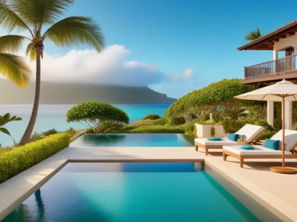 Vacaciones de lujo: Diversidad y felicidad en villa frente al mar Perfil del huésped ideal: Diversos viajeros disfrutan de unas lujosas vacaciones en una villa frente al mar, felices y relajados