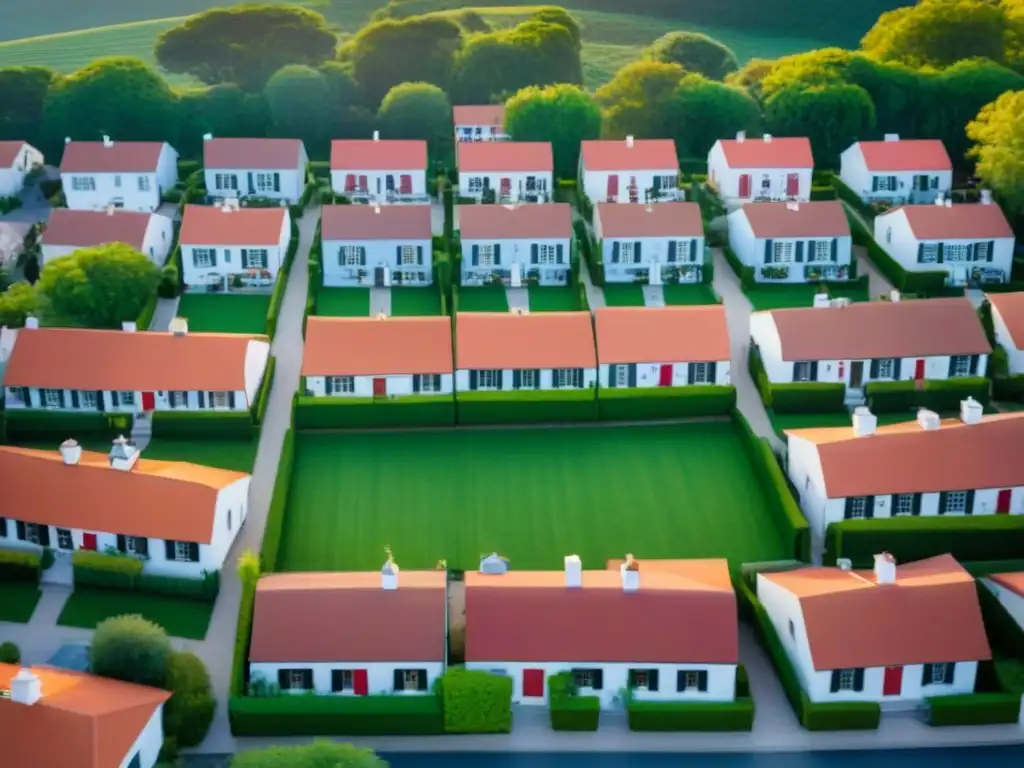 Pintoresco pueblo entre colinas: oportunidades de inversión inmobiliaria Un pintoresco pueblo entre colinas, casas de colores pastel y una plaza con fuente al atardecer