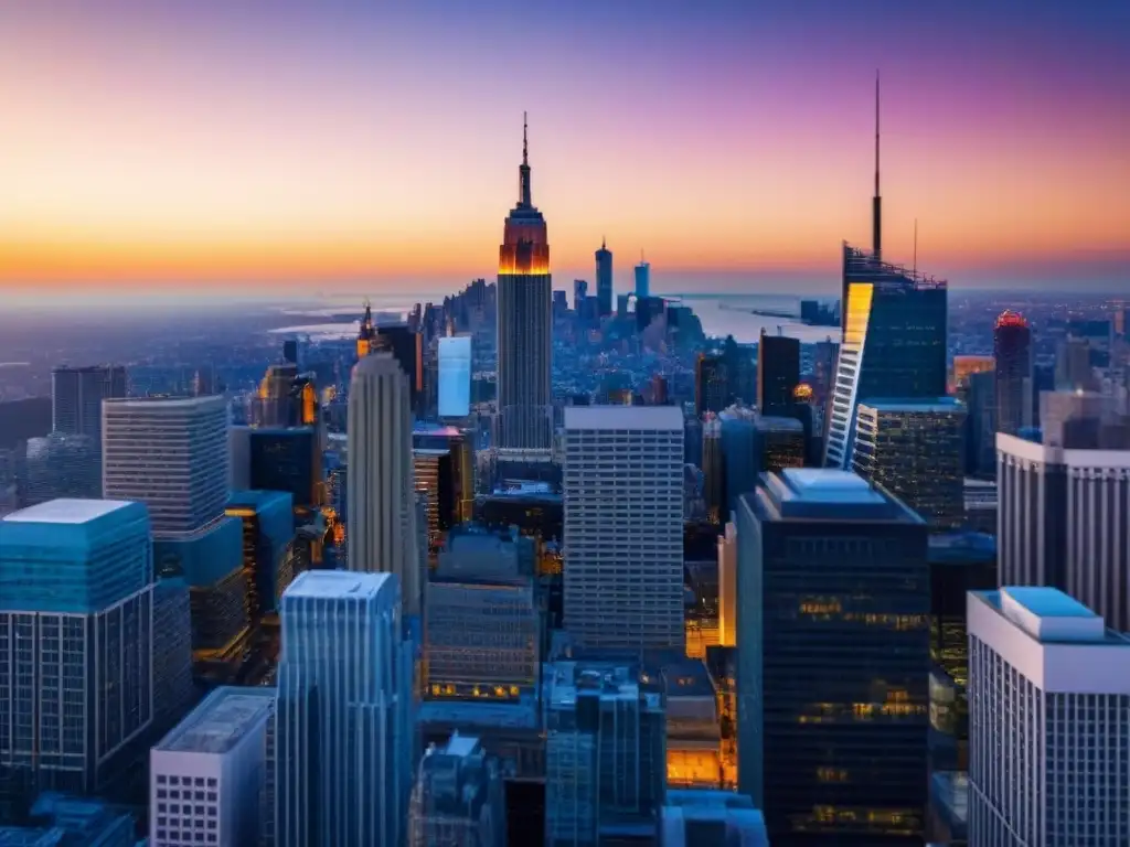 Oportunidades de inversión en real estate: ciudad moderna al atardecer Potencial inmobiliario en economías en transición: Profesionales en una ciudad moderna al atardecer