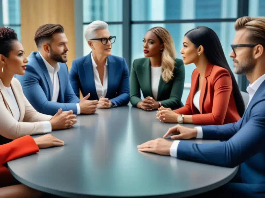 Conversación generacional: Estrategias inmobiliarias innovadoras Intersección de preferencias generacionales en inversión inmobiliaria impacto en una discusión colaborativa en una oficina moderna