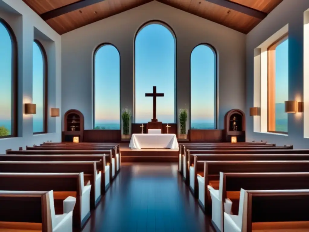 Capilla privada de lujo: diseño moderno y serenidad Capilla privada moderna en inmueble de lujo con diseño elegante y sereno