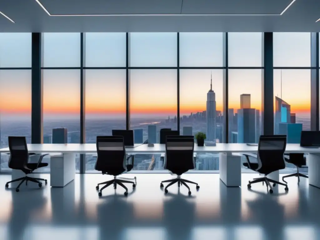 Oficina innovadora: blockchain y bienes raíces globales Profesionales diversos debaten sobre blockchain en mercado inmobiliario internacional en oficina moderna con vista a la ciudad