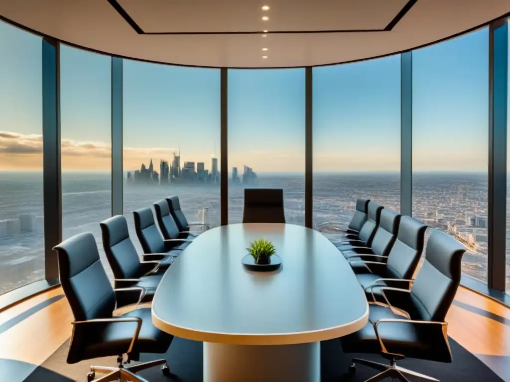 Salón de conferencias de lujo: negocios globales en acción Profesionales resuelven disputas de propiedad extranjera en elegante sala de conferencias