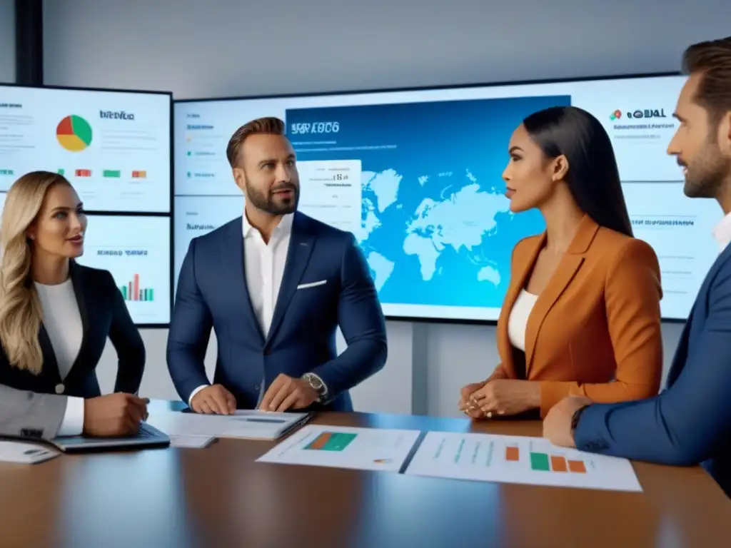 Profesionales diversificados en oficina moderna discuten sobre inversión global Crowdfunding inmobiliario