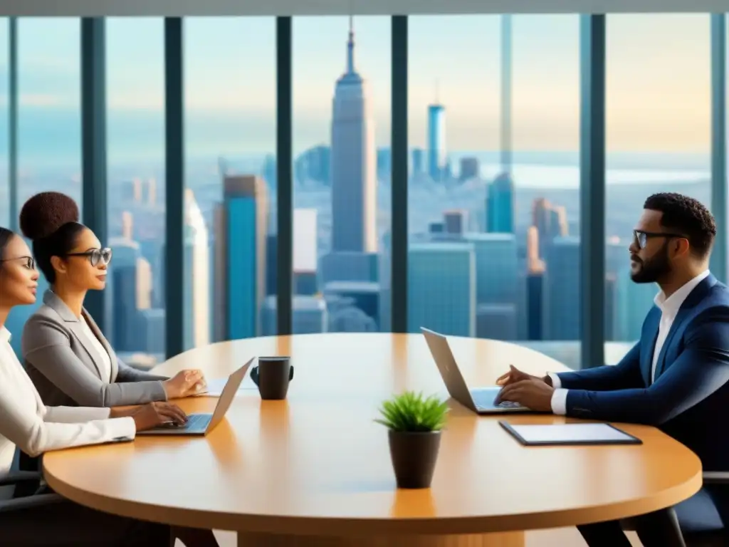 Profesionales diversos colaborando en oficina moderna, planificación estratégica en Inversiones en REITs durante crisis