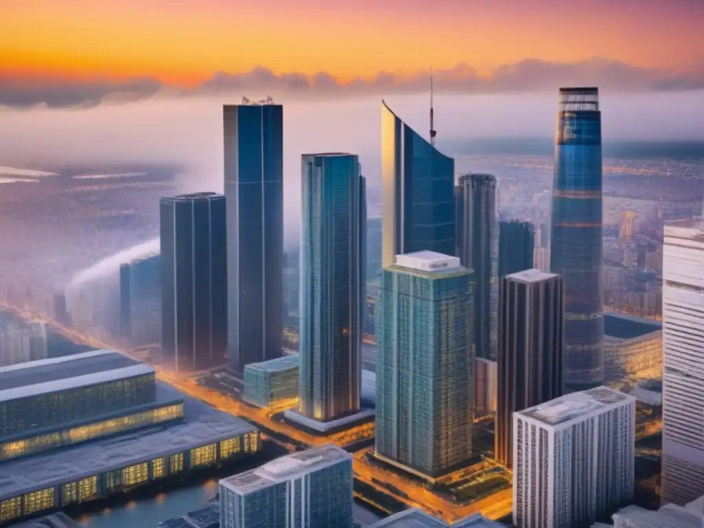Horizonte urbano vibrante: estrategias legales ante regulaciones de alquiler Profesionales discuten estrategias legales ante regulaciones alquiler mercado inmobiliario internacional en vibrante ciudad al atardecer