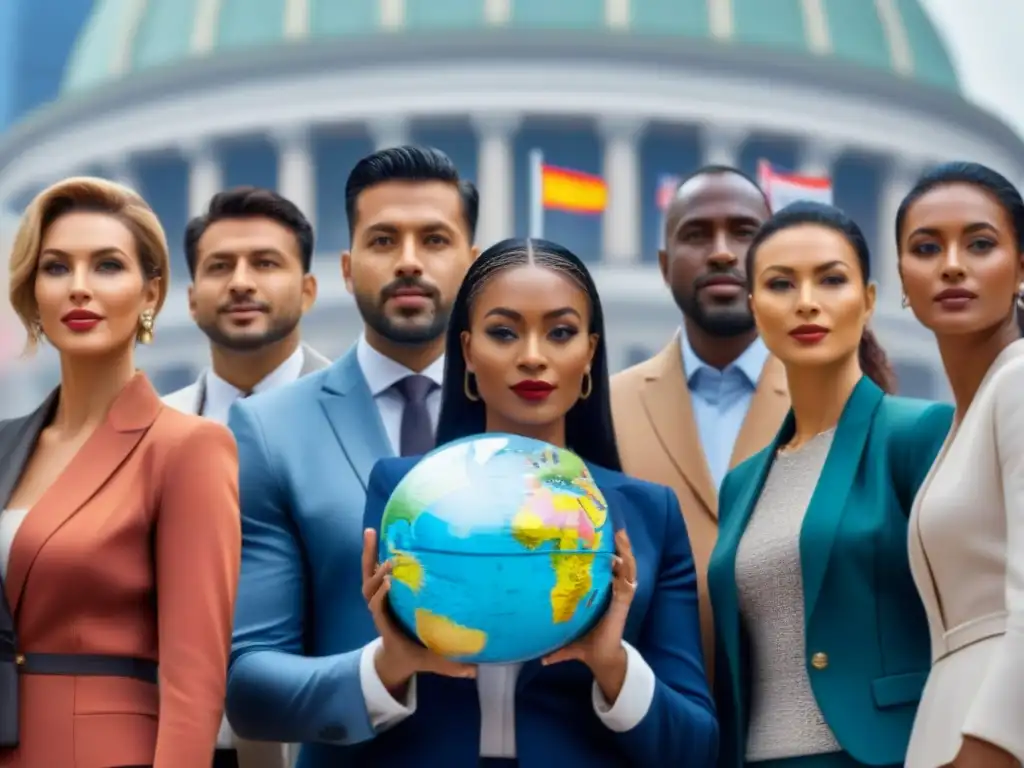 Profesionales inmobiliarios globales unidos en diversidad Profesionales inmobiliarios de distintas culturas colaborando en ética internacional diferencias