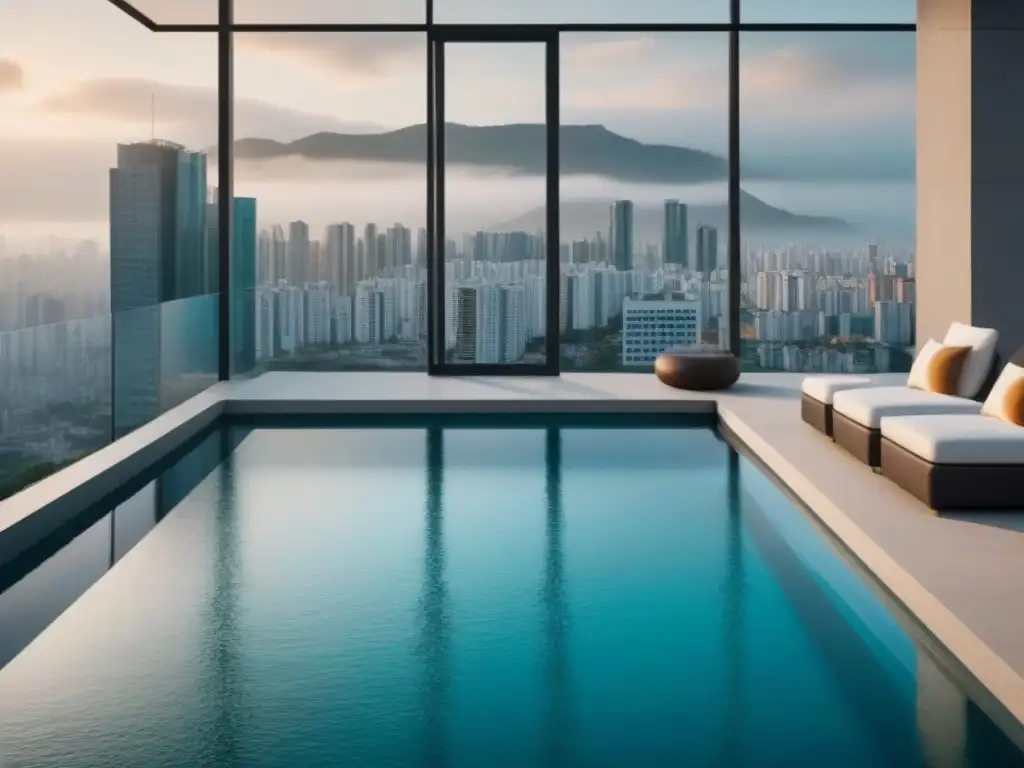 Riqueza y riesgos: Negocios inmobiliarios en la ciudad Profesionales latinos en lujoso rascacielos, sugiriendo fraudes en mercado inmobiliario latinoamericano