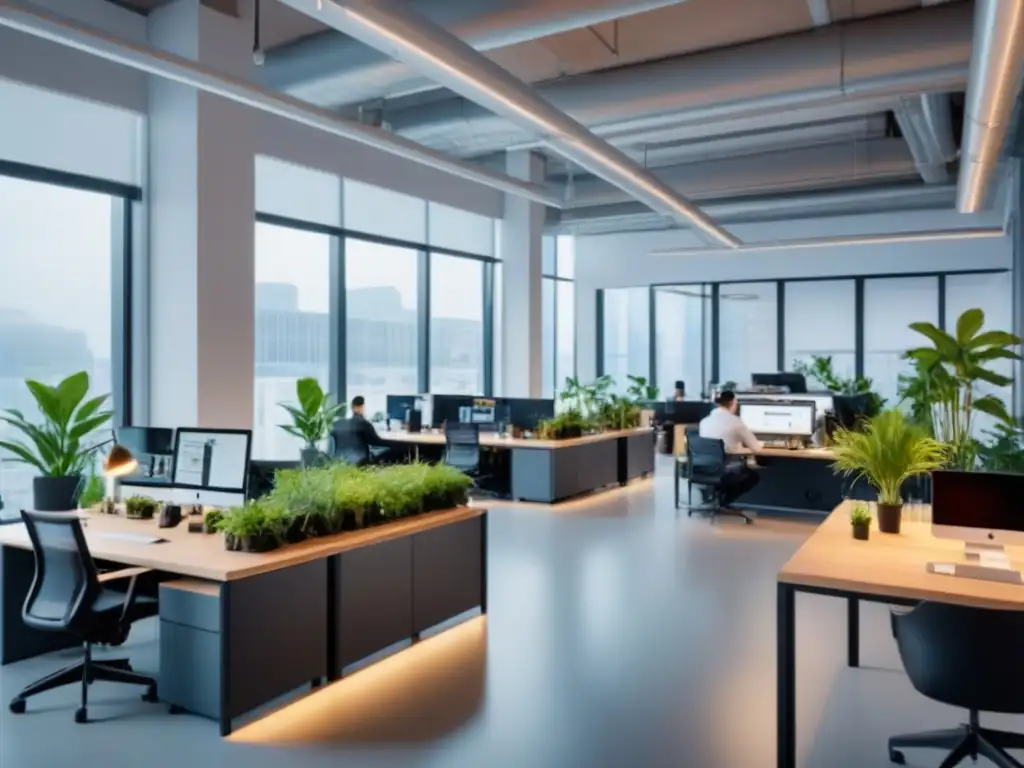 Espacio de coworking moderno y dinámico para inversores globales Profesionales colaborando en moderno coworking