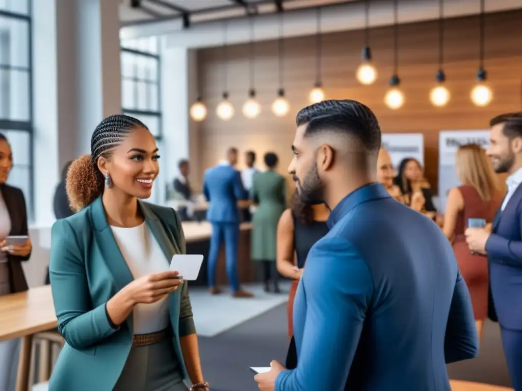 Profesionales en red en coworking vibrante Profesionales colaborando y haciendo networking en un espacio coworking vibrante y moderno, resaltando los beneficios del networking en coworking