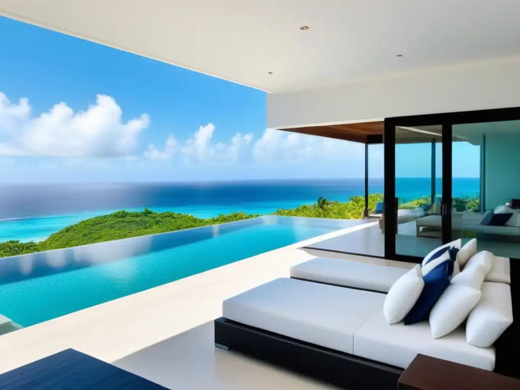 Propiedad de lujo frente al mar con piscina infinita y vistas panorámicas Propiedad de alquiler vacacional de lujo con piscina infinita y vistas al océano turquesa, ideal para estrategias alquileres vacacionales corto plazo