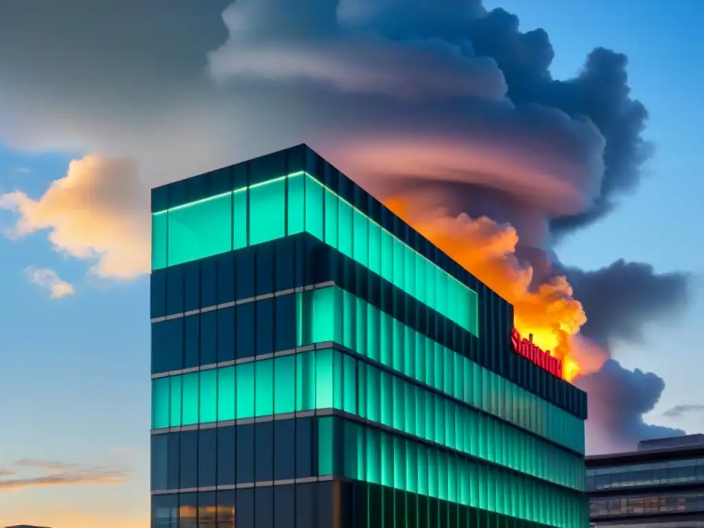Edificio comercial protegido: seguro de desastres de vanguardia Una propiedad comercial moderna protegida por los mejores seguros propiedades comerciales internacionales, simbolizando seguridad y confianza