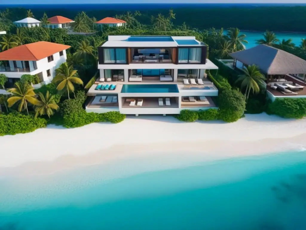 Propiedad internacional con alquiler y regulaciones, lujo en la playa al atardecer