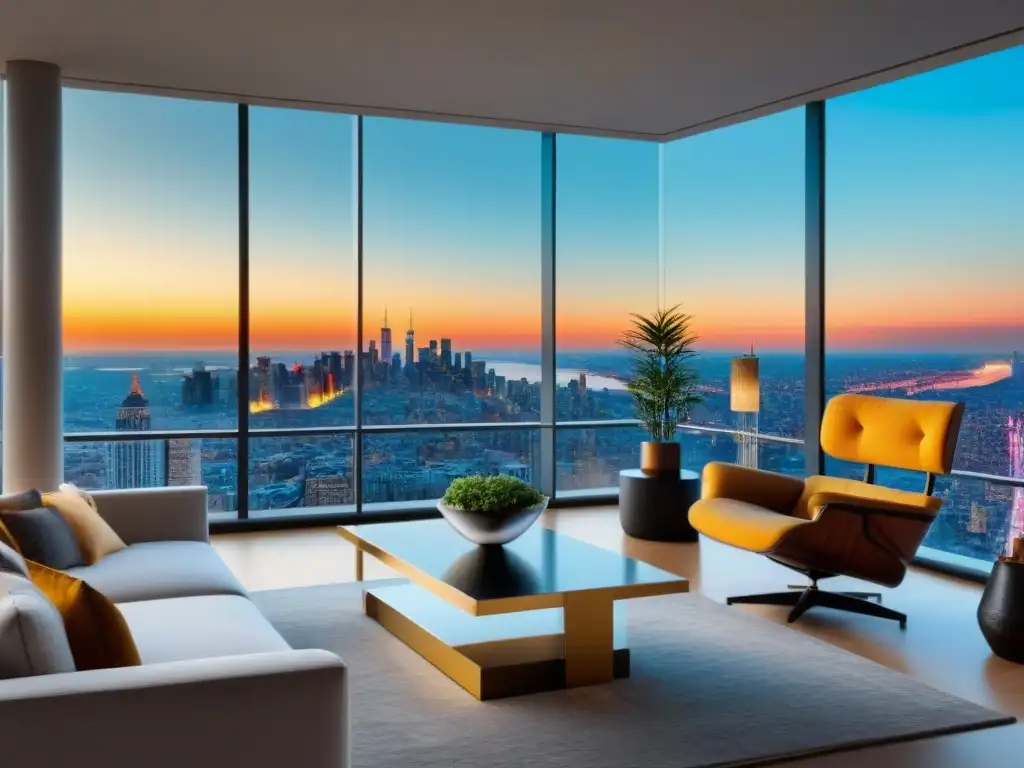 Penthouse de lujo en la cima: vistas panorámicas y elegancia moderna Propiedad de lujo internacional: penthouse moderno en la cima de un rascacielos con vistas panorámicas y elegante decoración