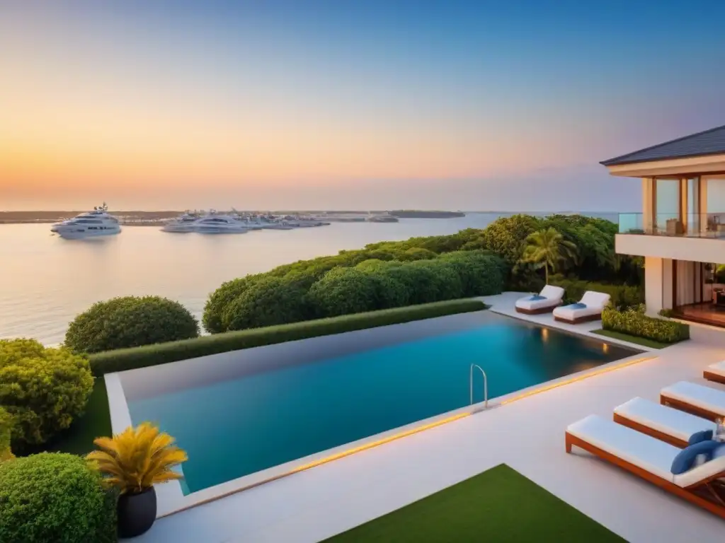 Residencia de lujo frente al mar al atardecer Una propiedad de lujo frente al mar en el atardecer, ideal para inversionistas globales en el mercado inmobiliario
